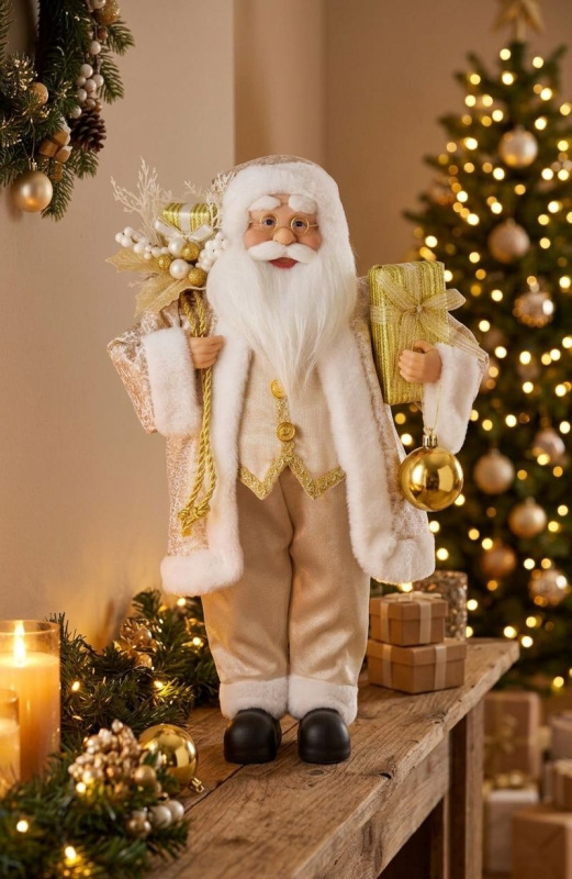 Dekorácia MagicHome Vianoce, santa, s darčekom, textil, 16x26x41 cm 1