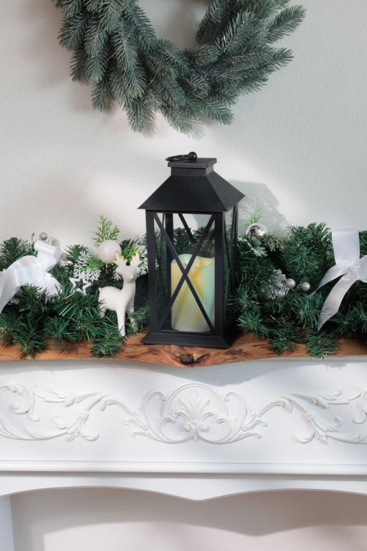 Lampáš MagicHome Vianoce, LED teplá biela, 3xAAA, plast, časovač, čierny, 14x14x32.2 cm, pohyblivý p 2