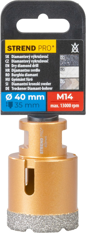 Vyrezávač Strend Pro, diamant, korunka, M14, 40 mm 2