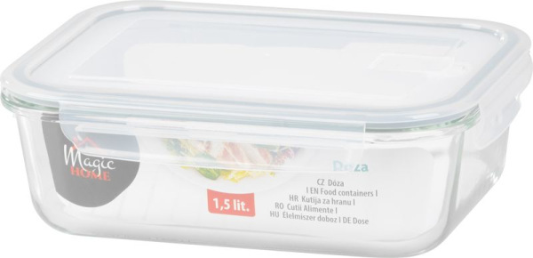Dóza MagicHome, sklenená, obdĺžniková, 1500 ml, s vekom, s ventilom na odvetrávanie 2