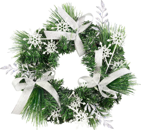 Veniec MagicHome Vianoce, prírodný, s mašľami, 35 cm