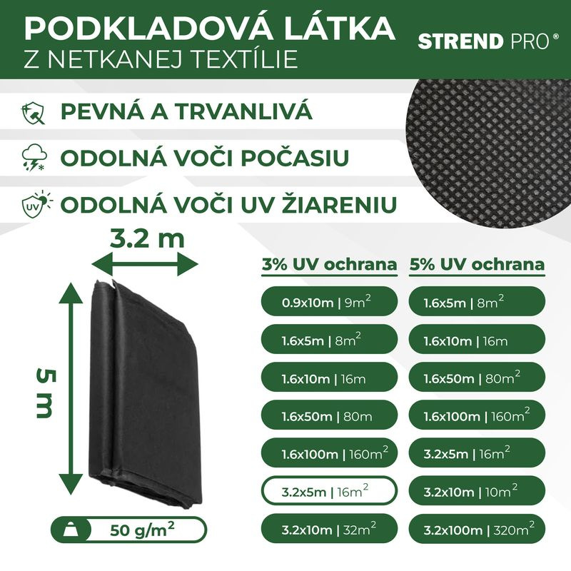 Textília Garden B1303 3,2x5 m, netkaná, 50 g/m, 3% UV, čierna 2