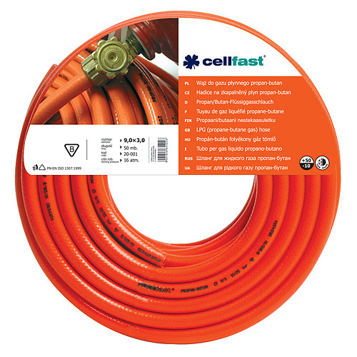 X Hadica Cellfast 20-001 na plyn, LPG 9,0x3,0 mm, L-50 m