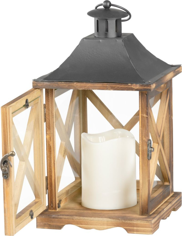 Lampáš MagicHome LW8834, 16x16x35 cm, LED, 3xAAA, drevo 2