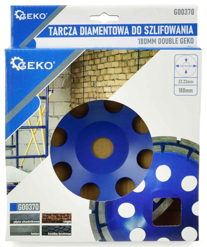 Brúsny diamantový kotúč 180 x 22 mm dvojradový, bez závitu, GEKO 2