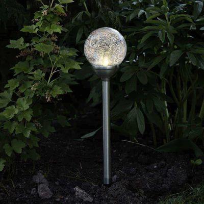Lampa Strend Pro Garden, 12x44 cm, solárna, 1xLED farebná a teplá biela, AA, nehrdzavejúca oceľ+sklo