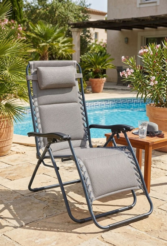 Lehátko CAROLINA, sivé, polohovateľné, 160x60x110 cm 1