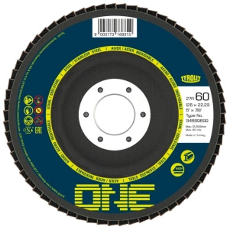 Kotúč Tyrolit ONE 125x22,23mm, ZA 40 Q-B, oceľ/nerez, lamelový, vypuklý