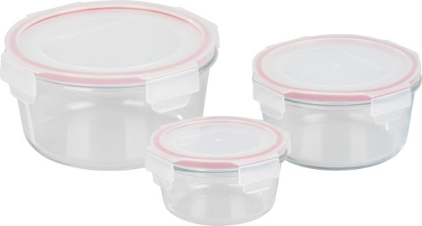 Dóza MagicHome, sada 3 ks, sklenená, sklo, okrúhla, s vekom, 370/800/1500 ml 1