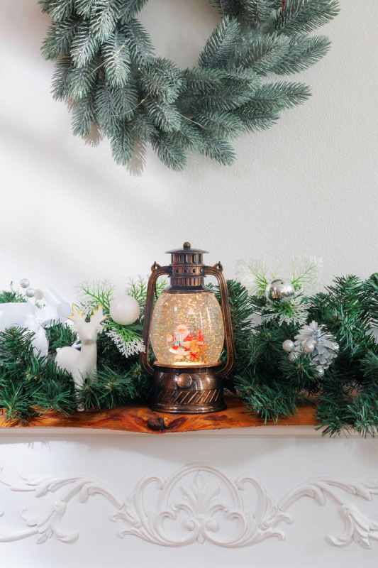 Lampáš MagicHome Vianoce, santa, plast, čierny, 1xLED teplá biela, 12x10x20.5 cm, 3xAA 3
