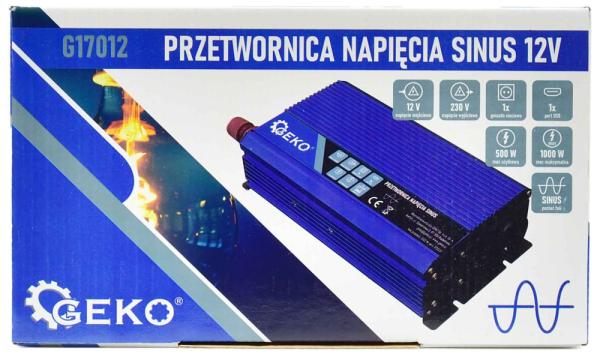 Menič napätia, vstup 12V/ výstup 230V, trvalý výkon 500W/nárazový výkon 1.000W, GEKO 6