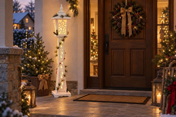 Dekorácia MagicHome Vianoce, lampa, teplá biela, 20x20x120 cm, 3xAA 1