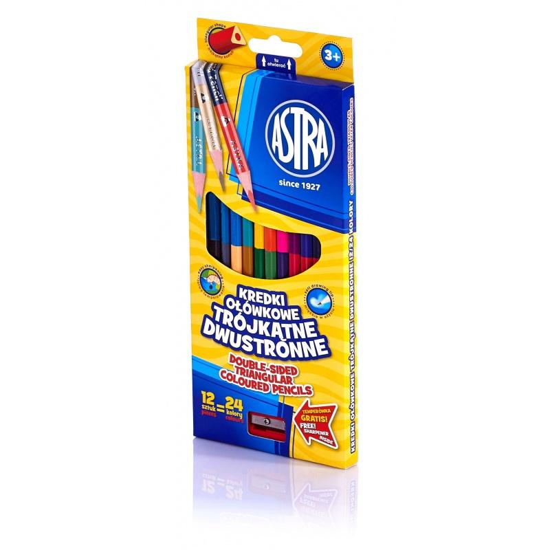 ASTRA Ergonomické obojstranné farbičky 12ks / 24farieb + strúhatko, 312113001