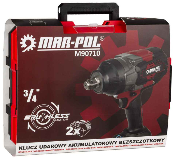 Akumulátorový rázový uťahovák 3/4", 2000Nm, 2x 4Ah, 1x nabíjačka, MAR-POL 15