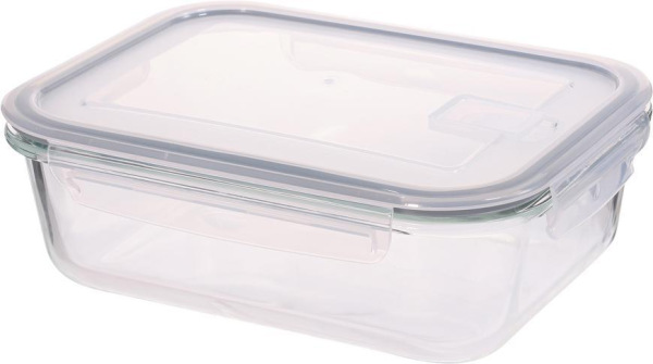 Dóza MagicHome, sklenená, obdĺžniková, 1500 ml, s vekom, s ventilom na odvetrávanie