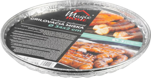 Miska MagicHome, 34x2 cm, grilovacia, perforovaná, 3 ks, Alu, okrúhla 2