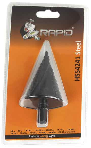 Vrták stupňovitý 4-52 mm do plechu RAPID, krok 2mm, špirálová drážka, MAR-POL 3