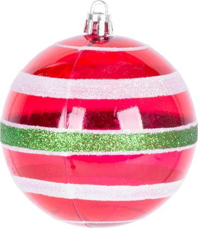 Gule MagicHome Vianoce, 14 ks, červeno-biele, s dekoráciou, na vianočný stromček, 8 cm, Sellbox 24 t