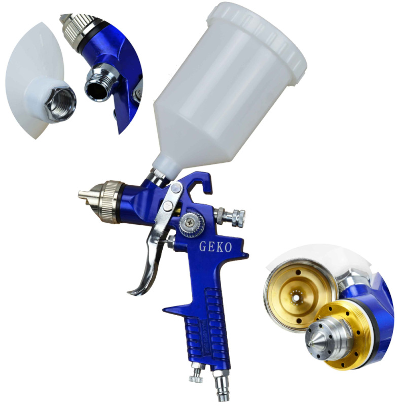 Striekacia pištoľ HVLP s hornou nádobkou 600ml, tryska 1.4mm, závit M16x1,5, GEKO