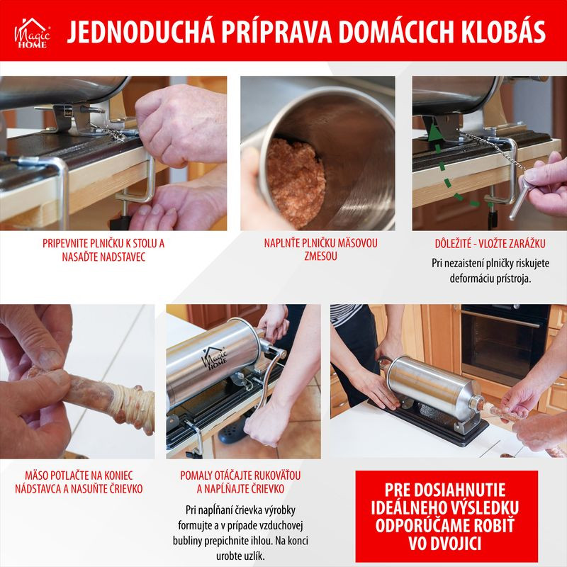 Plnička MagicHome SM208, na klobásy a jaternice, horizontálna, 4 kg, ručná 6