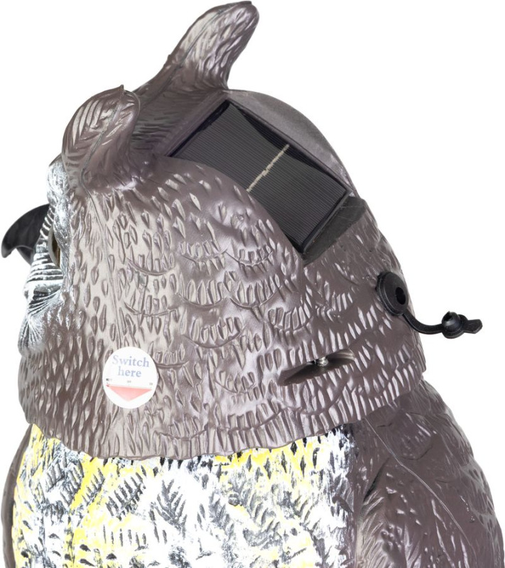 Plašič vtákov Strend Pro, sova, solárna, USB, otočná hlava, zvuk, svietiacé oči 2