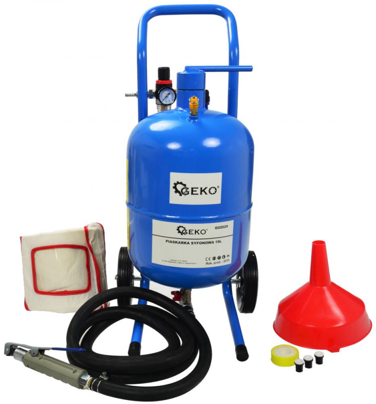 Prenosná pneumatická pieskovačka, objem 19l, pracovný tlak 4-8 barov, GEKO