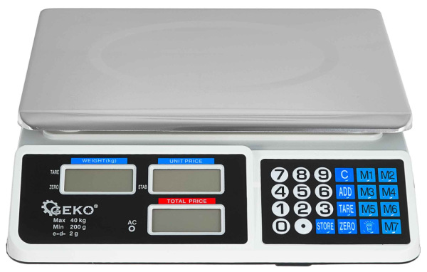 Digitálna stolná váha do 40 kg, plocha váženia 33 x 23 cm, GEKO 2