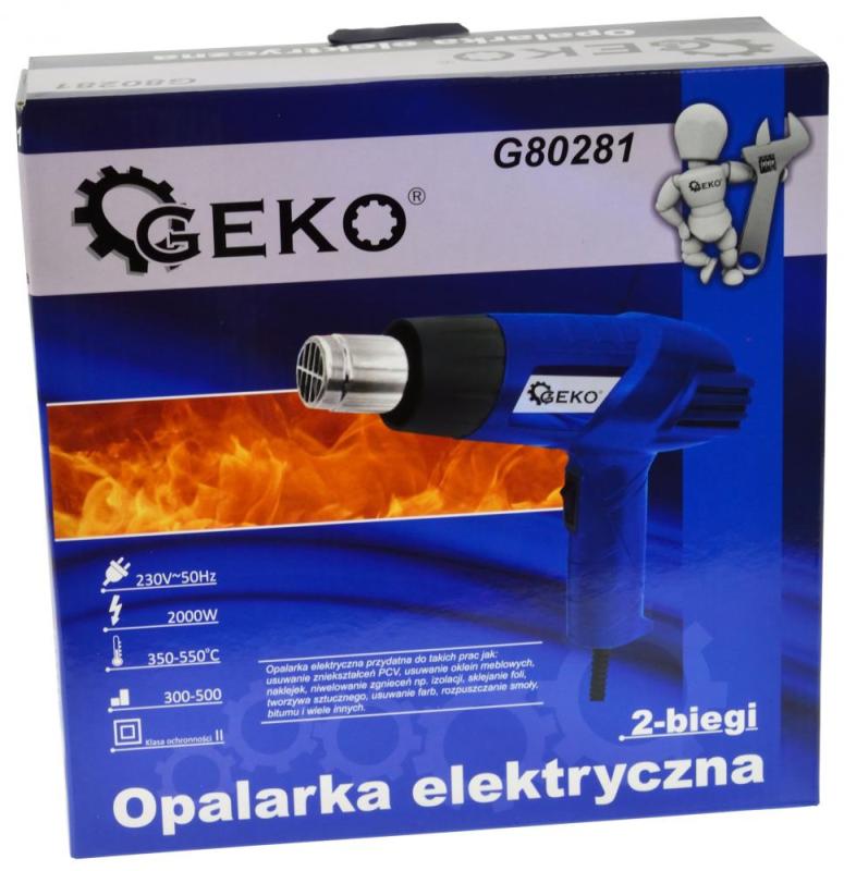 Teplovzdušná pištoľ 2.000 W, 4 dýzy, 2 stupne teploty, 350/550 C°, GEKO 1