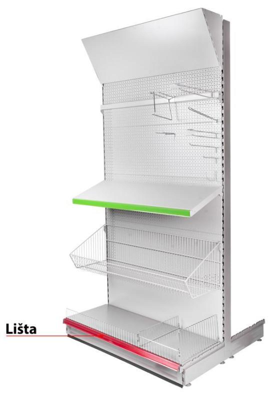 Lišta Racks H29 na cenovky, 1250mm, červená *L*