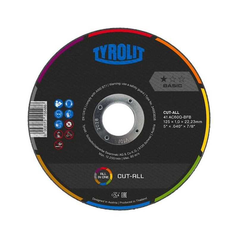 Kotuc Tyrolit 125x1,0mm, 41C, AC60Q-BFB, Universal, CUT-ALL, Basic *