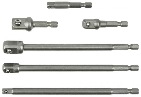 Sada krátkych a dlhých adaptérov 1/4 "3/8" 1/2" 4HRAN-6HRAN, 6-dielna, GEKO 2