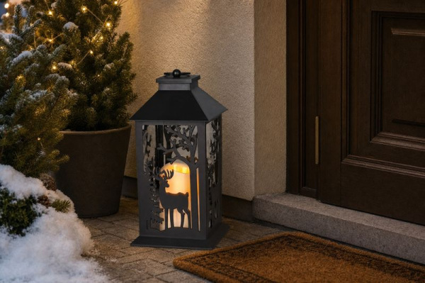 Lampáš MagicHome Vianoce, Jeleň, 1xLED teplá biela, 3xAAA, IP20, 14x14x30 cm 1