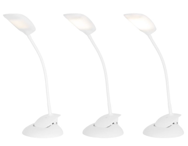 Lampa LED, stolná, stmievateľná, 2v1, biela, podstavec aj kryt, 3 farebné kryty, 5 W, 4000 K 7