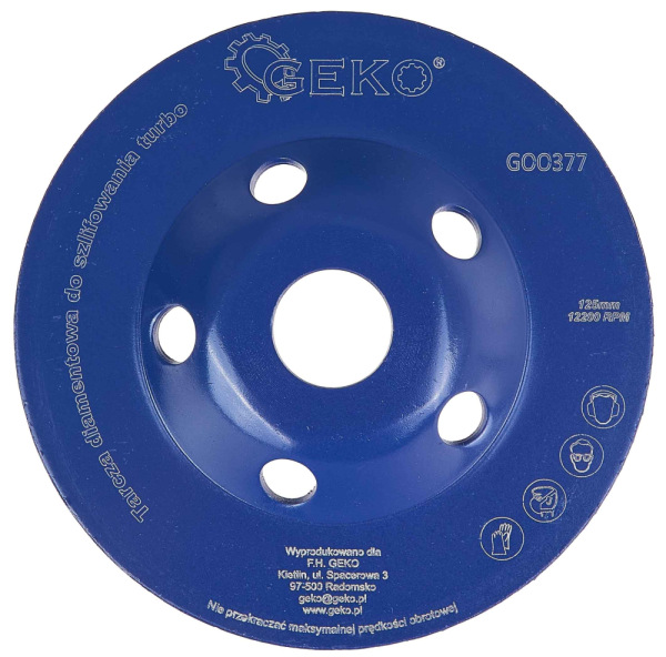 Brúsny diamantový kotúč 125 x 22 mm TURBO, bez závitu, GEKO 3