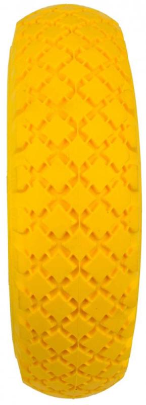Koleso polyuretánové s ložiskami, otvor 16 mm, priemer 26 cm, šírka 7,5 cm, žlté bez osky