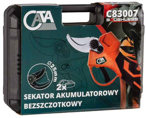 Akumulátorové záhradnícke nožnice, 2x2,5Ah batéria 21V, 1x nabíjačka, CATA 9