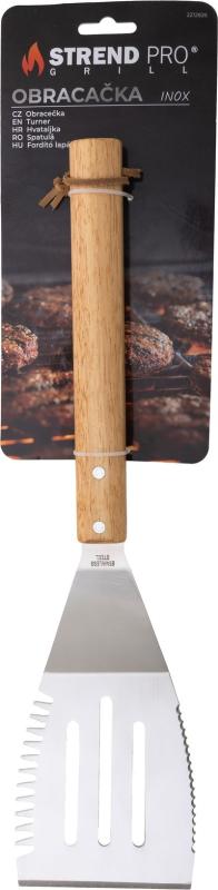 Obracačka Strend Pro Grill, na grilovanie, nerez, s drevenou rúčkou, 41 cm