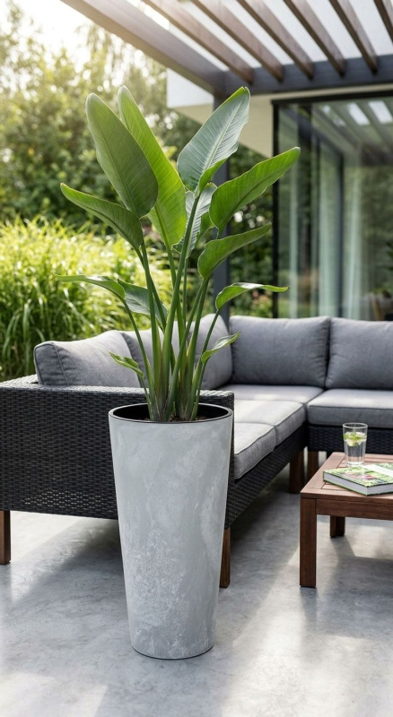 Kvetináč s vložkou TUBUS Slim Beton 400x762 mm, vzhľad betón 1