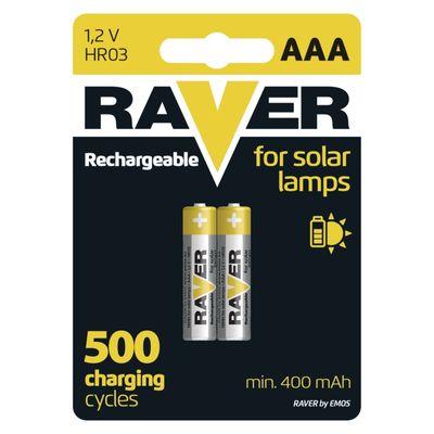 Batéria RAVER SOLAR HR03, nabíjateľná batéria, 400 mAh, bal. 2 ks, AAA tužka