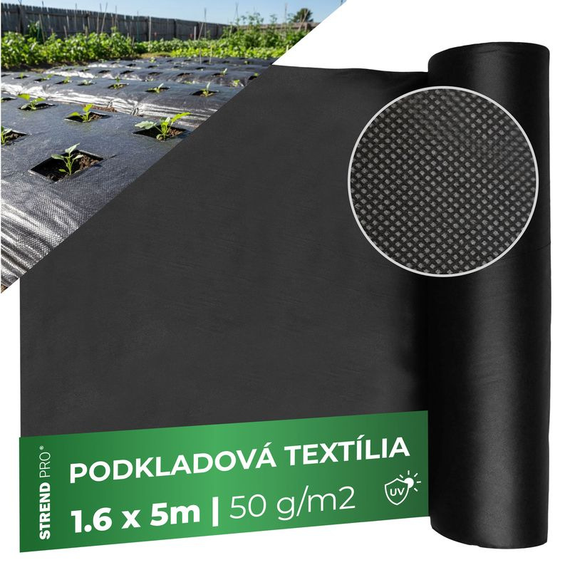 Textília Garden B1303 1,6x5 m, netkaná, 50 g/m, 3% UV, čierna 1