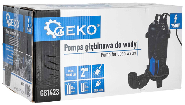 Čerpadlo kalové s rezacími nožmi 230V/50Hz, 20.000l/h, 750 W, 2 ", výtlak 8 m, GEKO 4