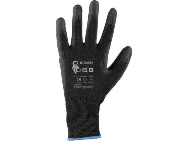 Rukavice CXS BRITA BLACK, polyuretan, č. 10