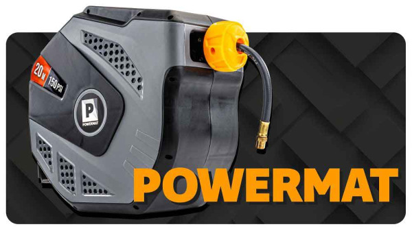 Samonavíjací závesný bubon s hadicou na vzduch, 8 x 12 mm, dĺžka 20 m, POWERMAT 4