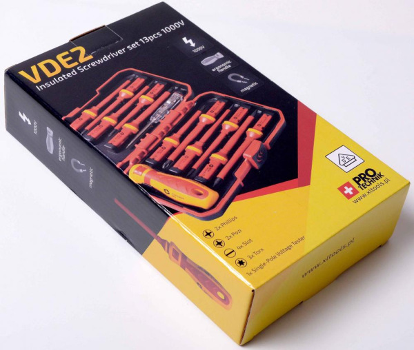 Sada elektrikárskych skrutkovačov 13-dielna, žltočervená rukoväť, 1.000V, PRO-TECHNIK 5