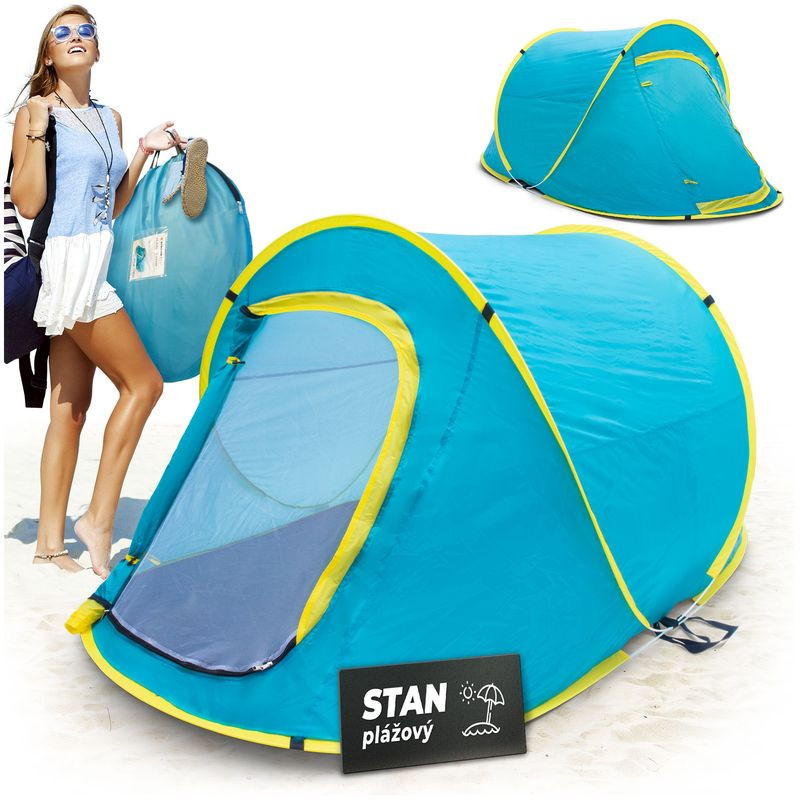 Stan Strend Pro, rozkladací, plážový, modro-žltý, 220x120x95 cm 1