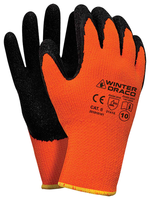 Ochranné rukavice WINTER DRACO zimné, zateplené, oranžové, veľkosť 8, VASKO