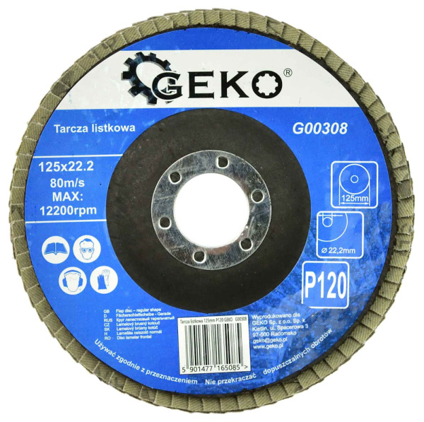 Brúsny lamelový kotúč 125 x 22,2 mm, zrno 120, GEKO 2