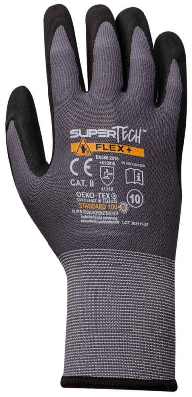 Ochranné rukavice SUPER TECH FLEX+, mikropenový nitril, PVC terčíky, veľkosť 11, VASKO 3