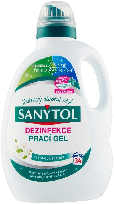 Gél Sanytol, dezinfekčný, prací, na bielizeň, vôňa bielych kvetov, 1700 ml
