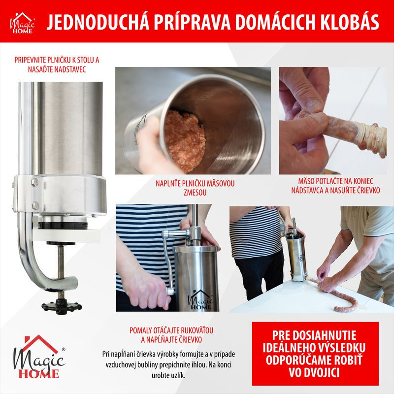 Plnička MagicHome SM206, na klobásy a jaternice, vertikálna, 3 kg, ručná 7